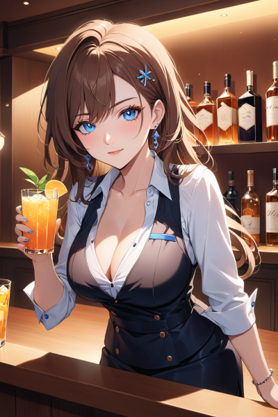 Arte de personagem barman em estilo anime exibida no Venus Chub AI