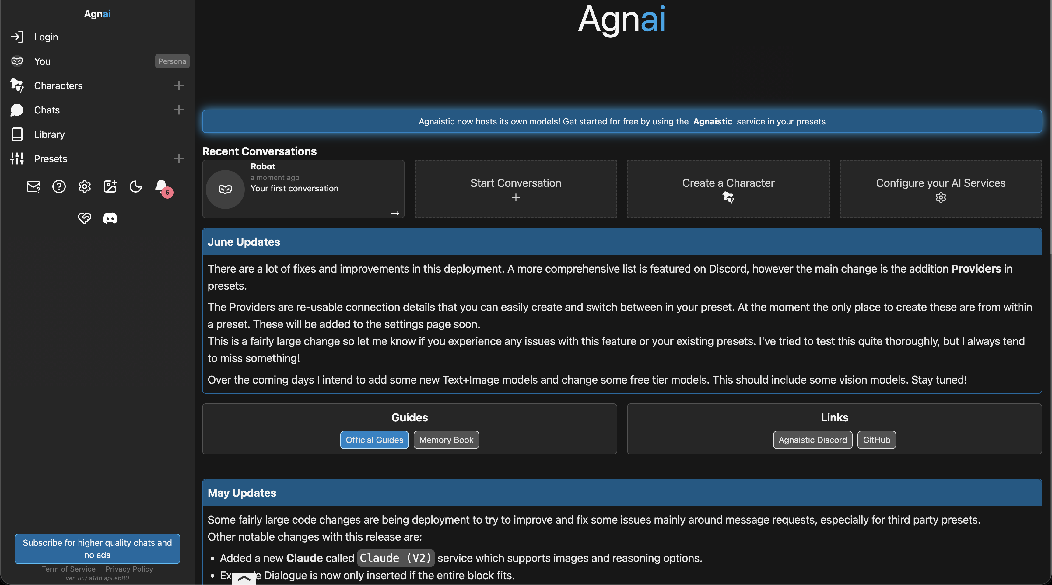 AgnAIstic AI roleplay interface for advanced character cards memory books and model control