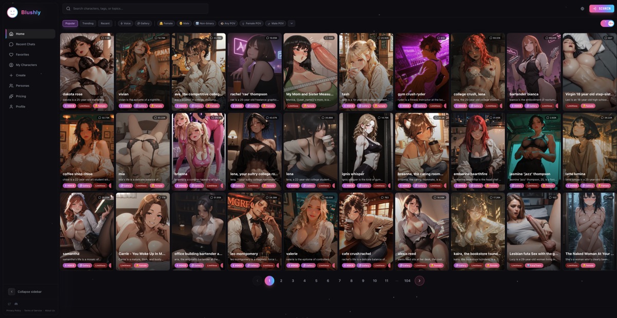 Captura de tela do Blushly Chat