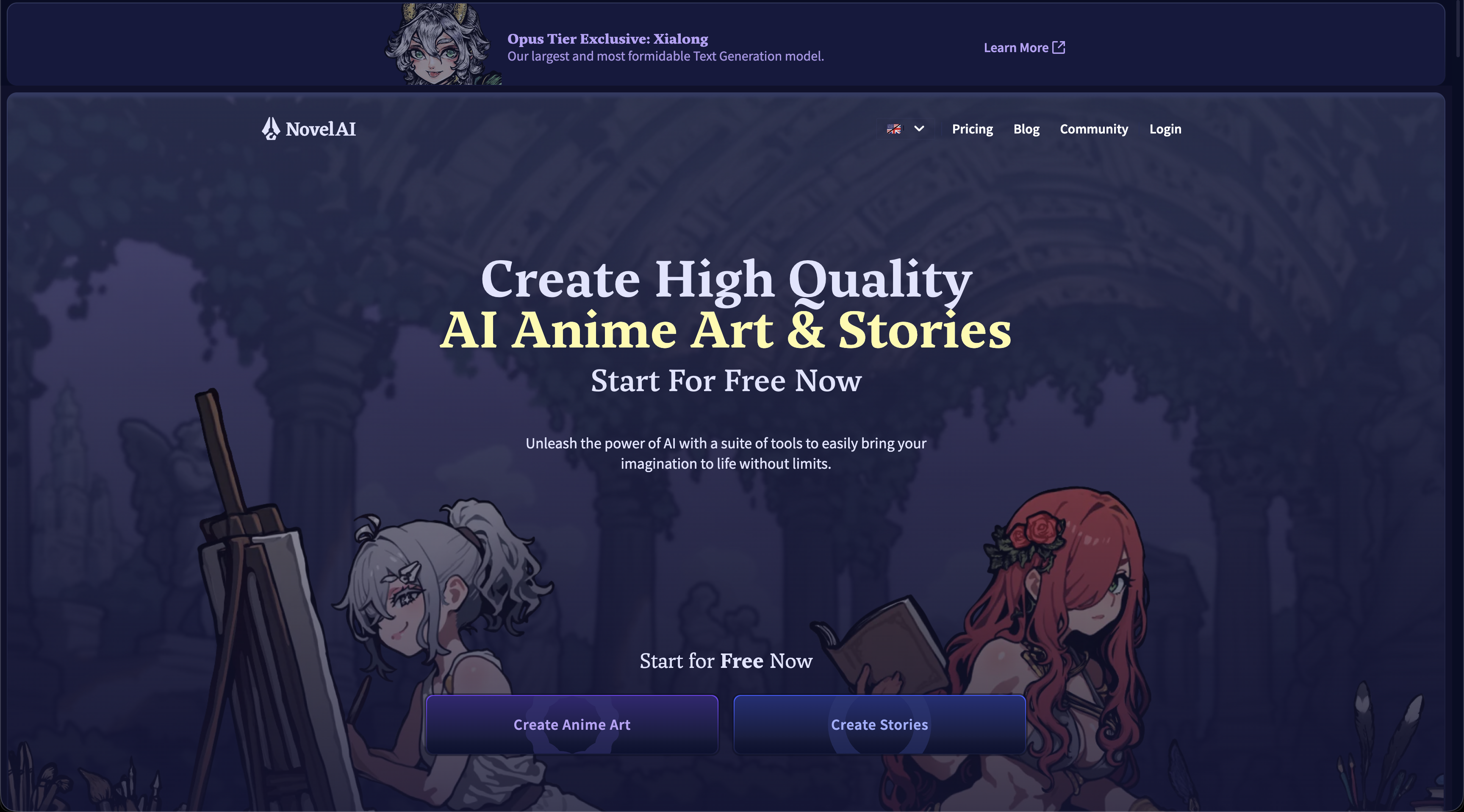 NovelAI anime image and storytelling platform for visual novel and hentai story projects