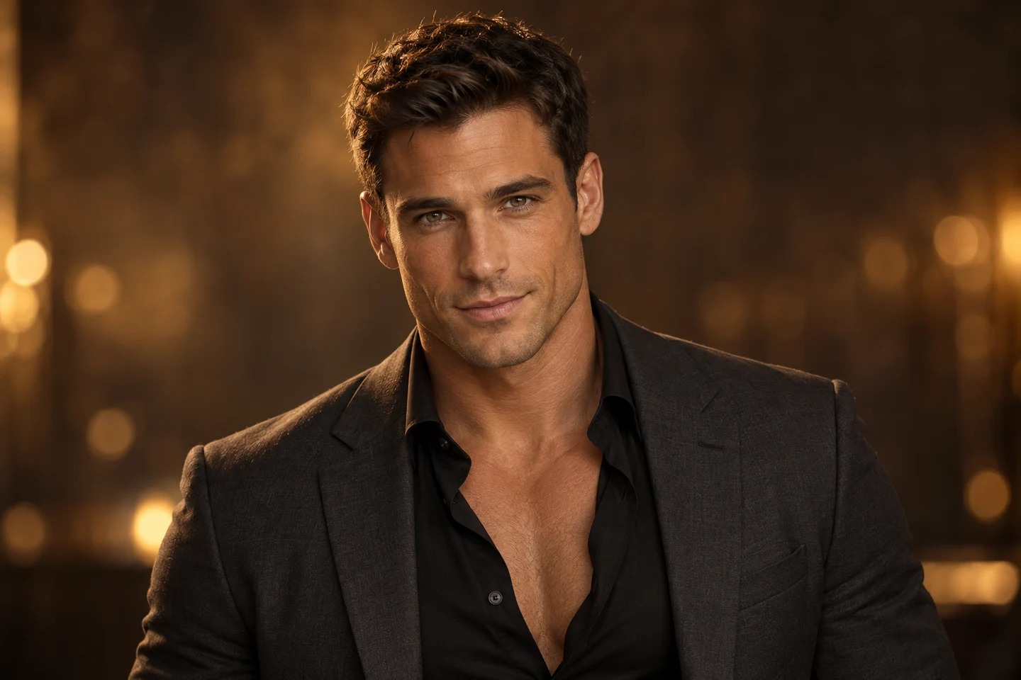Original actor portrait in warm studio lighting